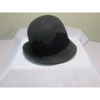 NWT Jessica Simpson Wool Bucket Hat Grey w/ Black Lace Trim One Size  eb-89432179